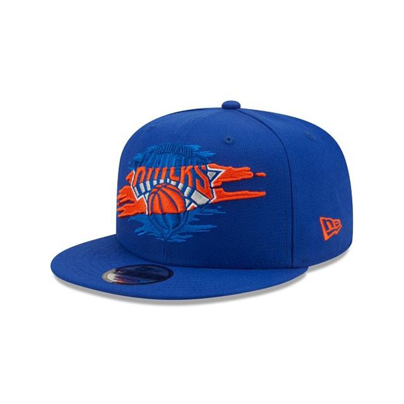 NBA New York Knicks Logo Tear 9Fifty Snapback (FLR9381) - Blue New Era Caps